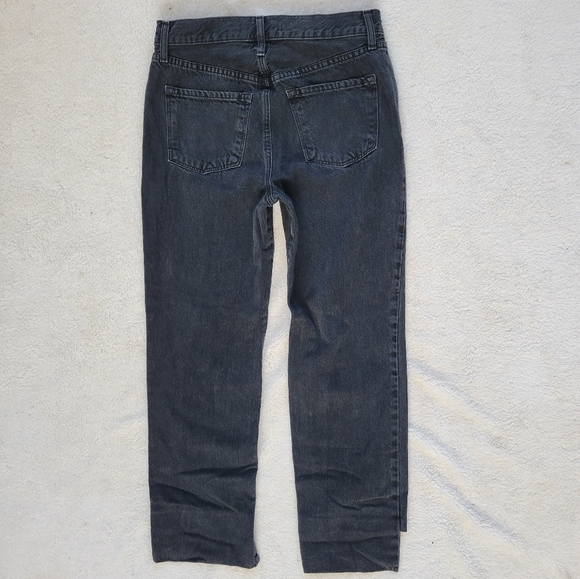 J Brand Wynne Jeans Black Overthrow High Rise Button Fly Cropped Cutout Hems 26 - Picture 8 of 14